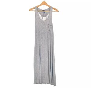 Bobeau Midi Dress Pocket Front Twist Back Stretch Knit Light Gray size XL